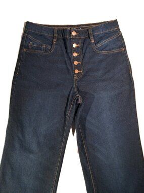 DG2 Diane Gilman Jeans  Exposed Button Fly Classic Stretch  sz 12P  Pull-On EXC